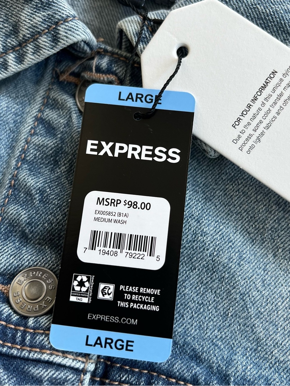NWT Express Women's Denim Jacket - Picture 2 of 12